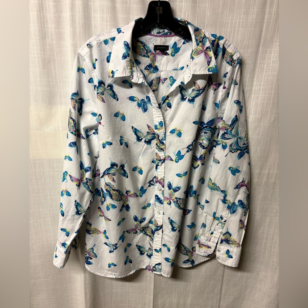 Talbots Multicolor butterfly  Blouse